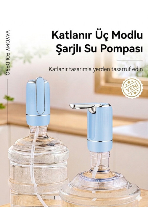 SmartFold Katlanabilir Şarjlı Damacana Pompası - Akıllı Ölçülü Otomatik Dokunmatik Su Pompası (Yeni Nesil)