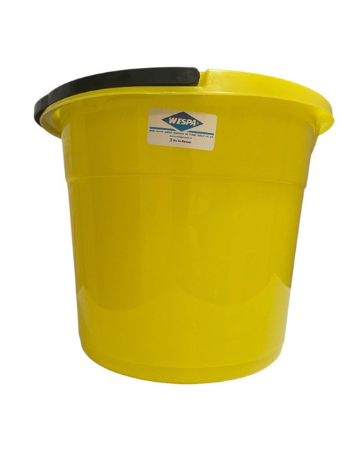 WESPA Sarı Plastik Su Kovası, 3 No, Siyah Kulplu, Dayanıklı Temizlik Malzemesi 10 litre