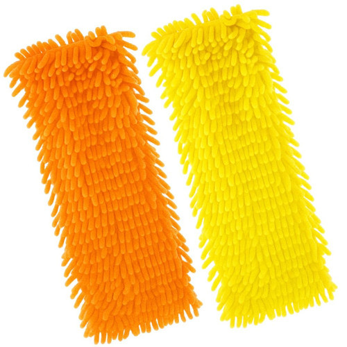 VIVALUXE 40 cm Mikrofiber Makarna Mop Başlığı 2’li Set, Yüksek Emici Chenille Mop Ucu, İz ve Tüy Bırakmaz, Parke, Seramik, Laminat ve Mermer İçin Uygun Temizlik Bezi (Turuncu, Yeşil, Mavi)