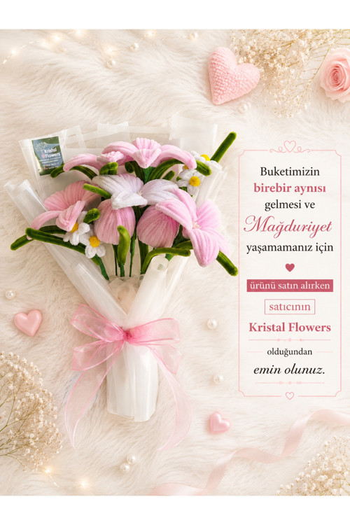 Pembe Masal Lilyum Lale Buketi Aranjmanı - Şönil