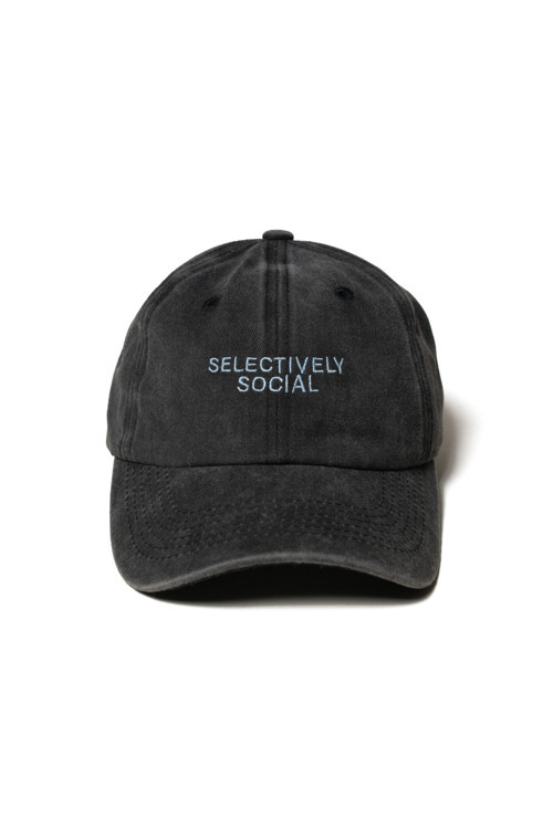 Nakışlı Antrasit Şapka Pamuk Kumaşlı Ve Açık Mavi Nakışlı Şapka Selectively Social Şapka