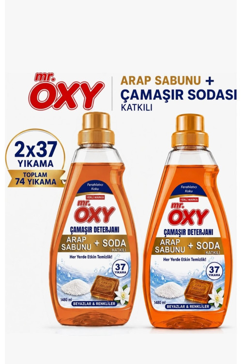 MR OXY SIVI ÇAMAŞIR DETERJANI ARAP SABUNU+SODA KATKILI 1480ML 2 ADET