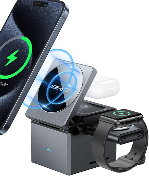 Acefast Katlanabilir Kablosuz Masaüstü Hızlı Şarj Standı - 23W Kablosuz Şarj Çıkışlı - Magsafe, Appl