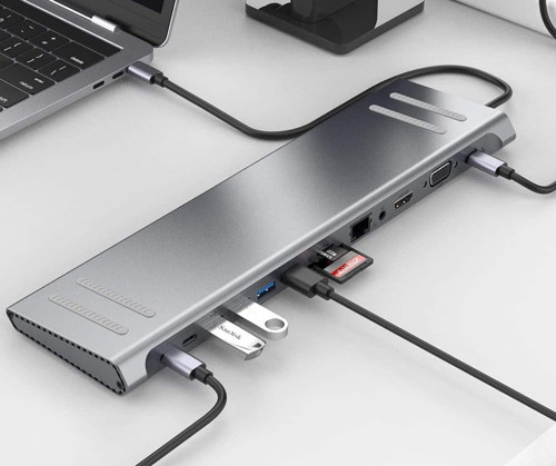 Coverzone 14In1 Type-C To Dock İstasyonu 14'Ü 1 Arada Hdmi Vga Pd(3.0), 4 * Usb, 2 * Usb C, 10 / 100