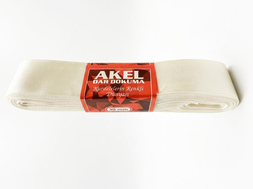 Dar Dokuma Beyaz Saten Kurdele - 3 Cm. x 10 Metre - 1 Adet