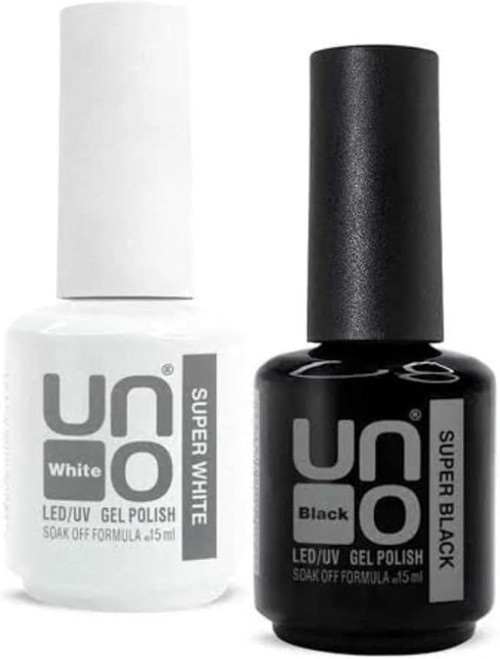 Uno Super White Beyaz 15Ml & Super Black Siyah Kalıcı Oje 15 Ml Siyah&Beyaz
