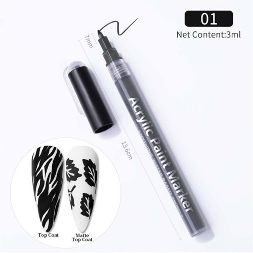 Nicole Nail Art Çizim Kalemi Siyah 53542-2 2341