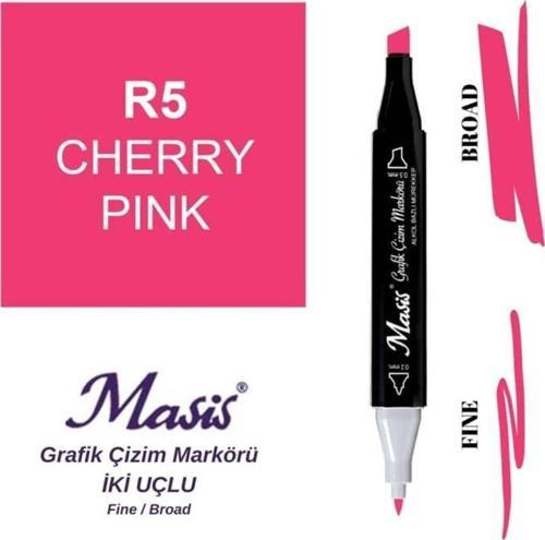 Çift Uçlu Marker Grafik Çizim Kalemi 5 Kiraz Kırmızı