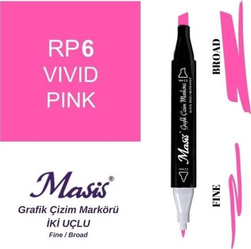 Çift Uçlu Marker Grafik Çizim Kalemi 6 Canlı Pembe
