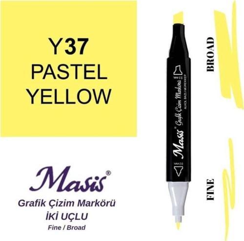 Çift Uçlu Marker Grafik Çizim Kalemi 37 Pastel Sarı