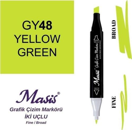 Çift Uçlu Marker Grafik Çizim Kalemi 48 Sarımsı Yeşil