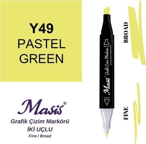 Çift Uçlu Marker Grafik Çizim Kalemi 49 Pastel Yeşil