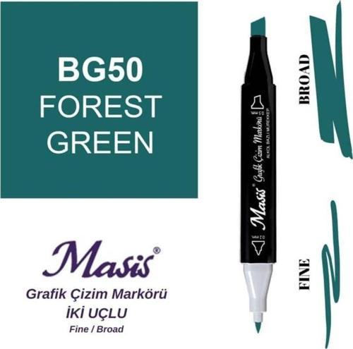 Çift Uçlu Marker Grafik Çizim Kalemi 50 Orman Yeşili