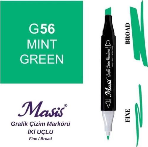 Çift Uçlu Marker Grafik Çizim Kalemi 56 Nane Yeşil