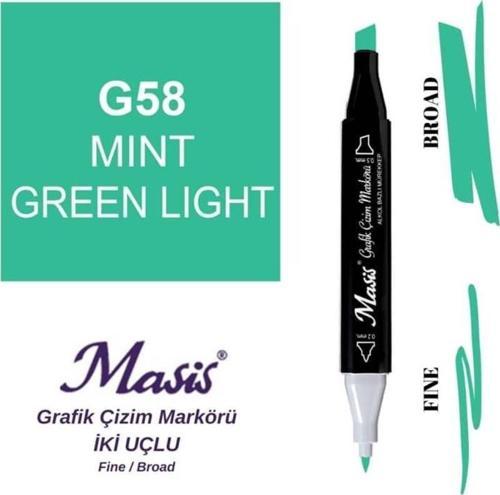 Çift Uçlu Marker Grafik Çizim Kalemi 58 Açık Nane Yeşili