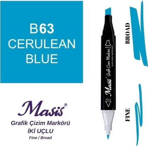 Çift Uçlu Marker Grafik Çizim Kalemi 63 Yeşilimsi Mavi