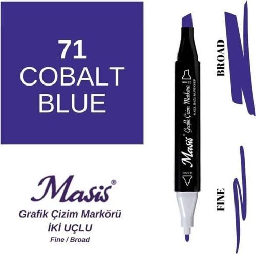 Çift Uçlu Marker Grafik Çizim Kalemi 71 Kobalt Mavi