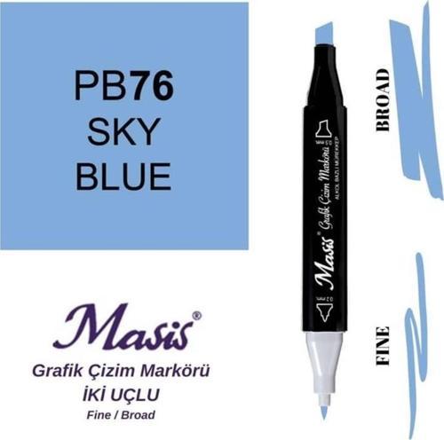 Çift Uçlu Marker Grafik Çizim Kalemi 76 Gök Mavi