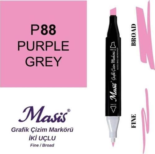 Çift Uçlu Marker Grafik Çizim Kalemi 88 Morumsu Gri