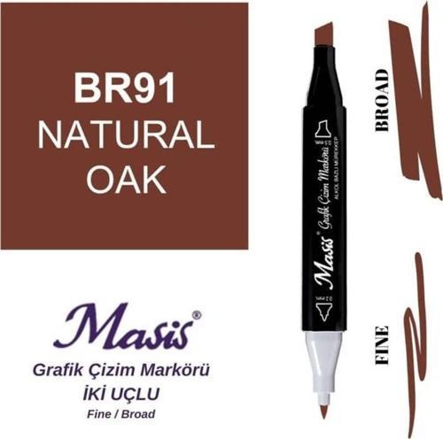 Çift Uçlu Marker Grafik Çizim Kalemi 91 Natürel Meşe