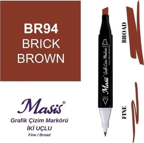 Çift Uçlu Marker Grafik Çizim Kalemi 94 Koyu Kiremit