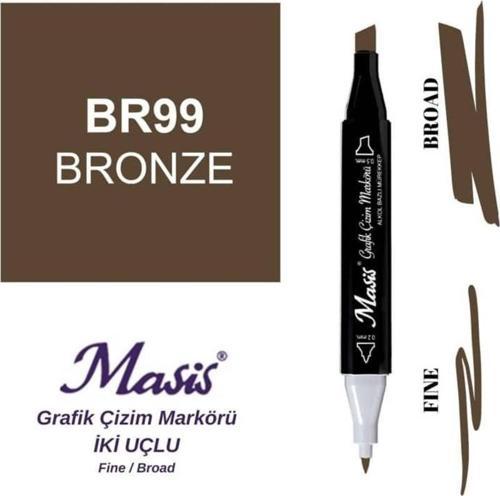 Çift Uçlu Marker Grafik Çizim Kalemi 99 Bronz