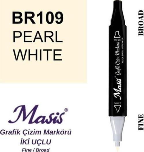 Çift Uçlu Marker Grafik Çizim Kalemi 109 İnci Beyaz