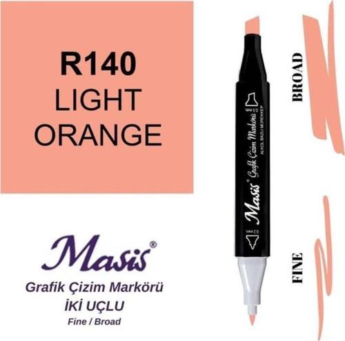 Çift Uçlu Marker Grafik Çizim Kalemi 140 Açık Turuncu