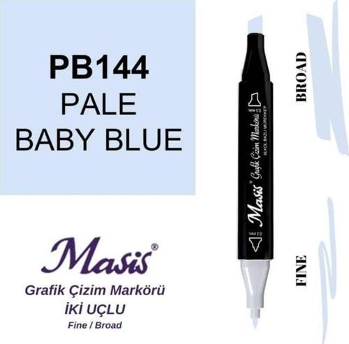Çift Uçlu Marker Grafik Çizim Kalemi 144 Açık Bebe Mavi