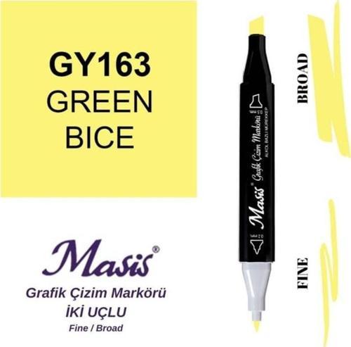 Çift Uçlu Marker Grafik Çizim Kalemi 163 Yeşilimsi Anason