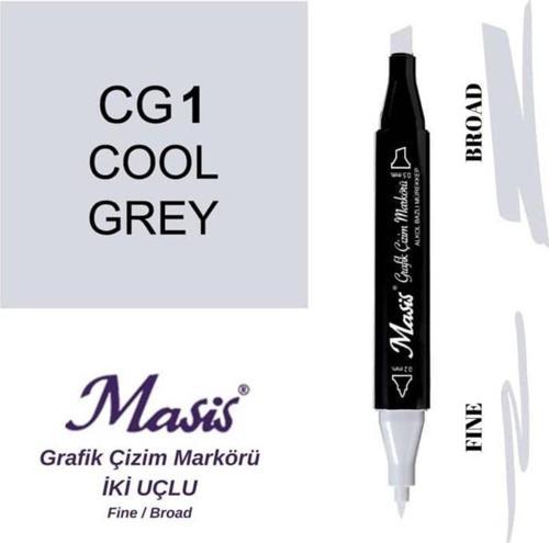 Çift Uçlu Marker Grafik Çizim Kalemi CG1 Soğuk Gri