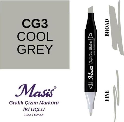 Çift Uçlu Marker Grafik Çizim Kalemi CG3 Soğuk Gri
