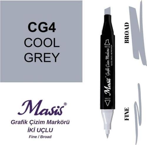 Çift Uçlu Marker Grafik Çizim Kalemi CG4 Soğuk Gri