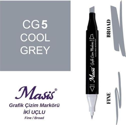 Çift Uçlu Marker Grafik Çizim Kalemi CG5 Soğuk Gri