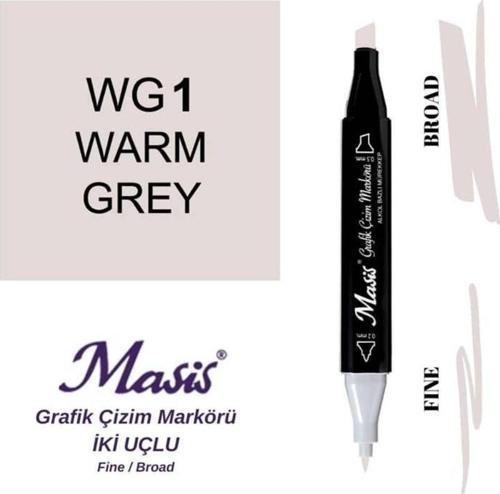 Çift Uçlu Marker Grafik Çizim Kalemi WG1 Sıcak Gri
