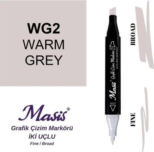 Çift Uçlu Marker Grafik Çizim Kalemi WG2 Sıcak Gri