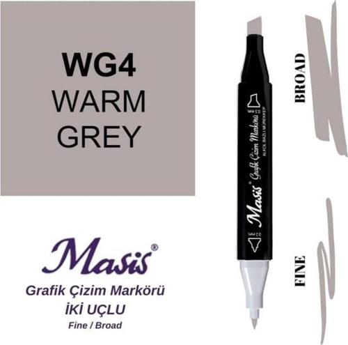 Çift Uçlu Marker Grafik Çizim Kalemi WG4 Sıcak Gri
