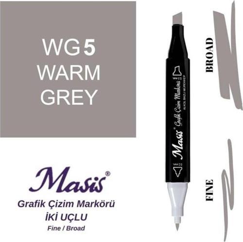 Çift Uçlu Marker Grafik Çizim Kalemi WG5 Sıcak Gri