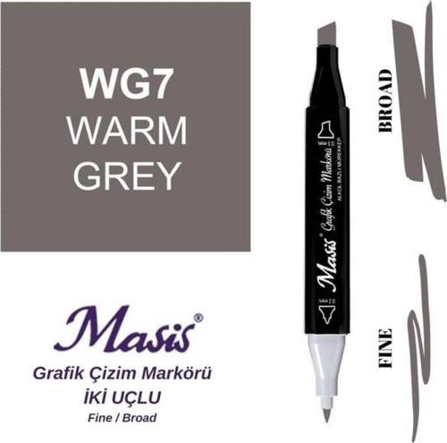 Çift Uçlu Marker Grafik Çizim Kalemi WG7 Sıcak Gri