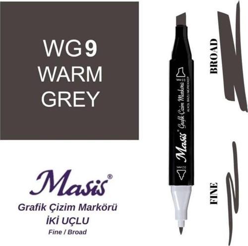 Çift Uçlu Marker Grafik Çizim Kalemi WG9 Sıcak Gri