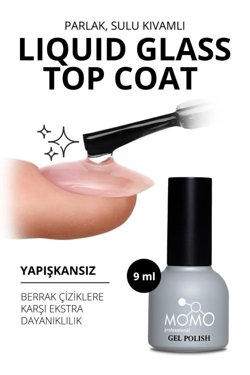 Kalıcı Oje İçin Liquid Glass Top Coat 9 Ml