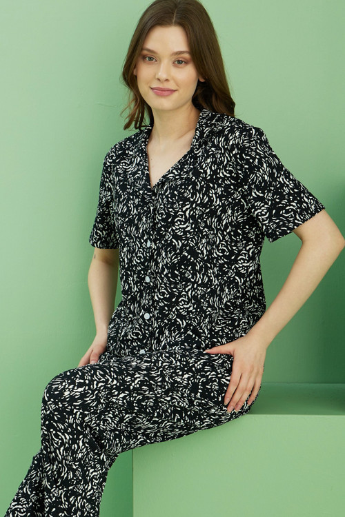 Bürümcük Krınkıl Kumaş Örme Düğmeli Pijama Takım25118559