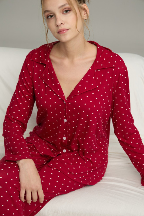 Gömlek Yaka Düğmeli Milan Örme Pijama Takım25224016