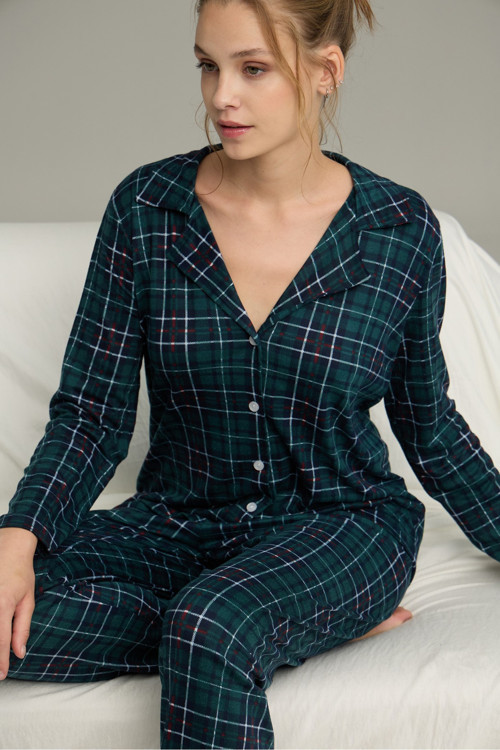 Gömlek Yaka Düğmeli Milan Örme Pijama Takım25224037