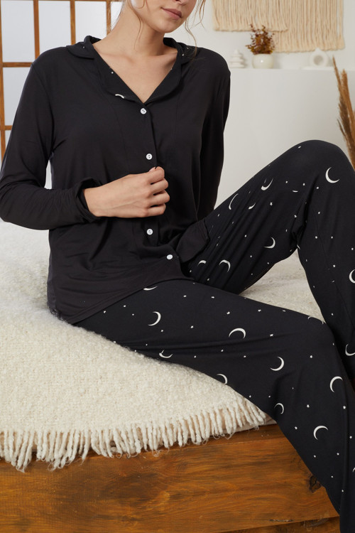 Gömlek Yaka Düğmeli Milan Örme Pijama Takım25224011