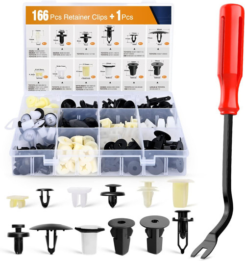 Gooacc 166 Pcs Car Retainer Clips &Screw Grommets - 12 Most Popular Sizes & Applications For Gm, Toy