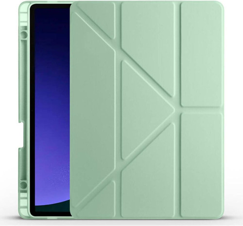 - Galaxy Tab S9 Kılıf Ile Uyumlu Tri Folding Kalem Bölmeli Standlı Kılıf-Açık Yeşil 2