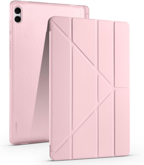 Galaxy Ile Uyumlu Tab S11 Ultra Kılıf Tri Folding Kalem Bölmeli Standlı Kılıf Rose Gold