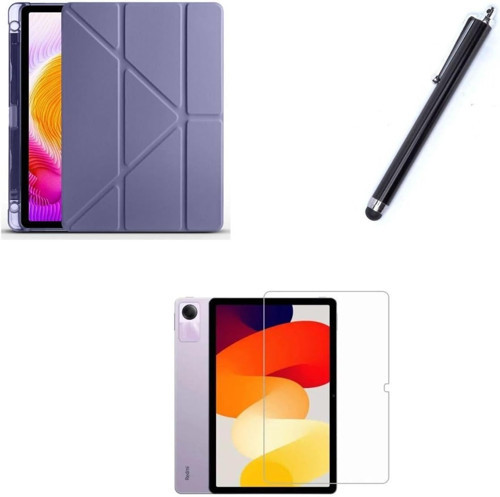 - Xiaomi Redmi Pad Se Ile Uyumlu Kalem Bölmeli Standlı Kılıf + Ekran Koruyucu + Kalem 3'Lü