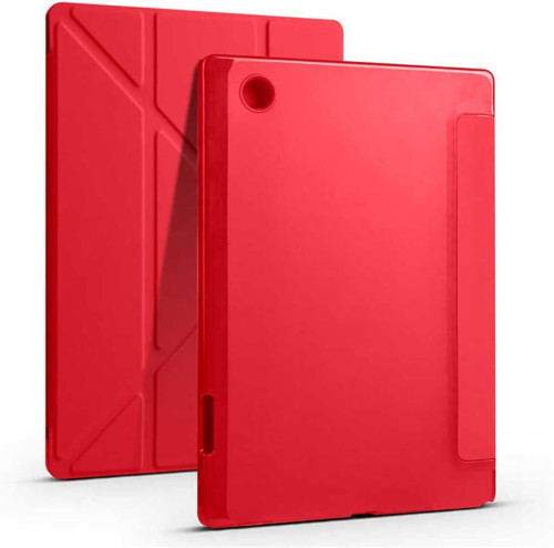 Galaxy Ile Uyumlu Tab A8 10.5 Sm-X200 (2021) Kılıf Tri Folding Kalem Bölmeli Standlı Kılıf Kırm